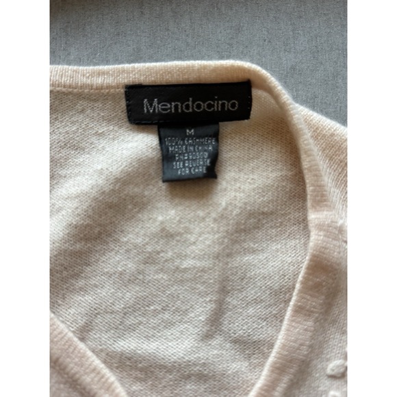 Mendocino 100% Cashmere Blush Sweater Top M Embroidered Floral Soft Feminine - Picture 3 of 5